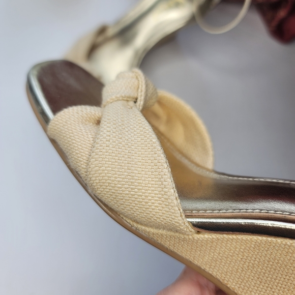 Lilly Pulitzer Emmie Wedge Sandals Gold And Tan Size 6.5 - Picture 15 of 15